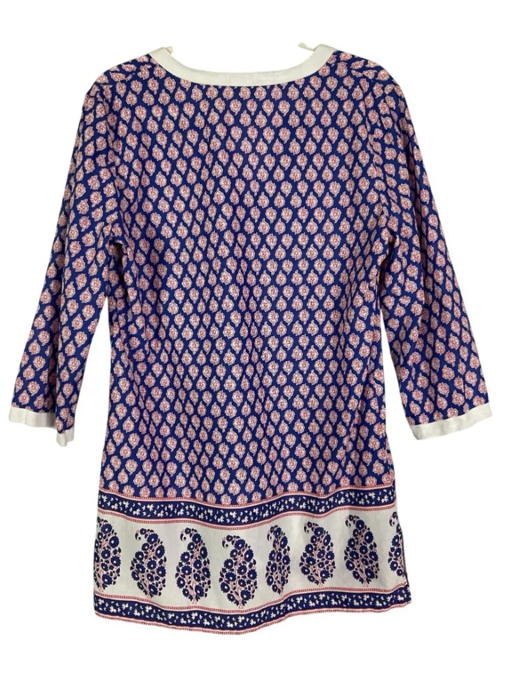 J.Crew Factory Floral Paisley Poplin Tunic Top Blue White Medium Style E9413